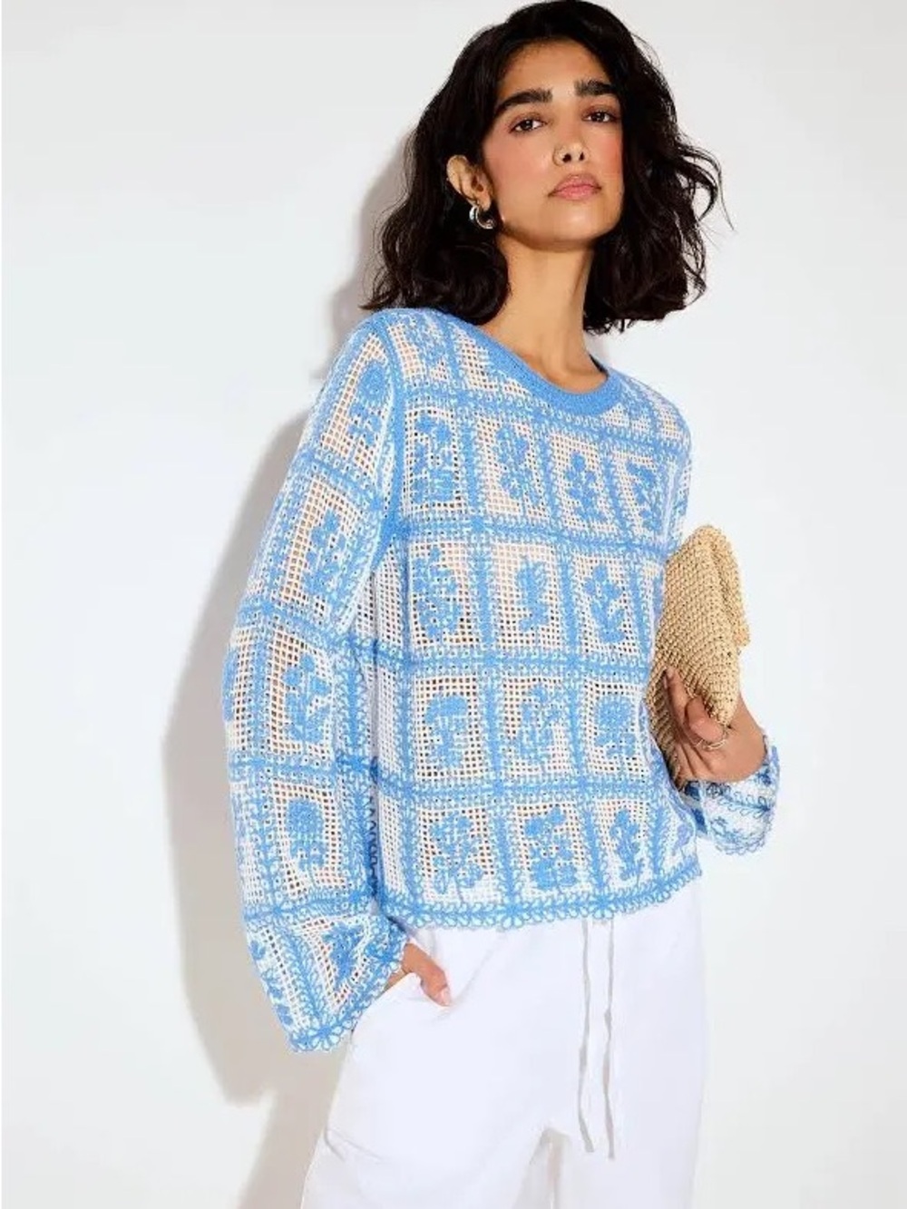 NWOT Crochet Floral Sweater
